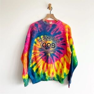 Vintage Old Orchard Beach Maine Men's Tie dye Sweatshirt OOB Size XL Hippie